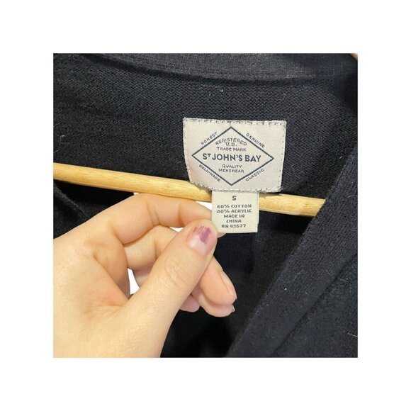 St. John’s Bay Black Knit Button Up  Cardigan Sweater S Casual Career - Picture 3 of 4